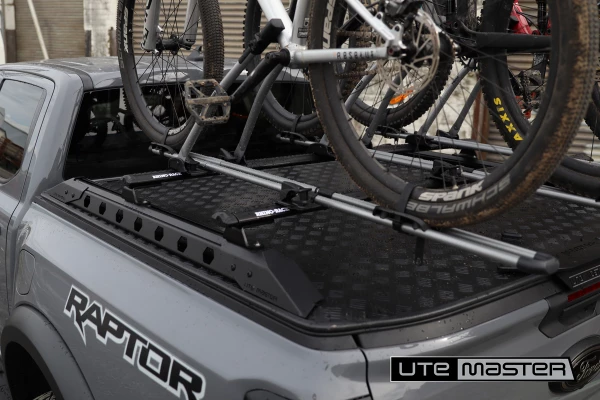 Ford Ranger Raptor Grey Utemaster Load Lid with Rhino Racks and Bike Carriers