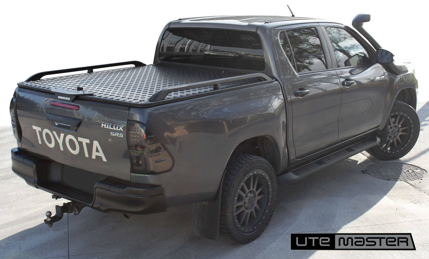 Utemaster Load Lid with Cast Aluminium Side Rails to suit Toyota Hilux Ute Hard Lid Grey Black